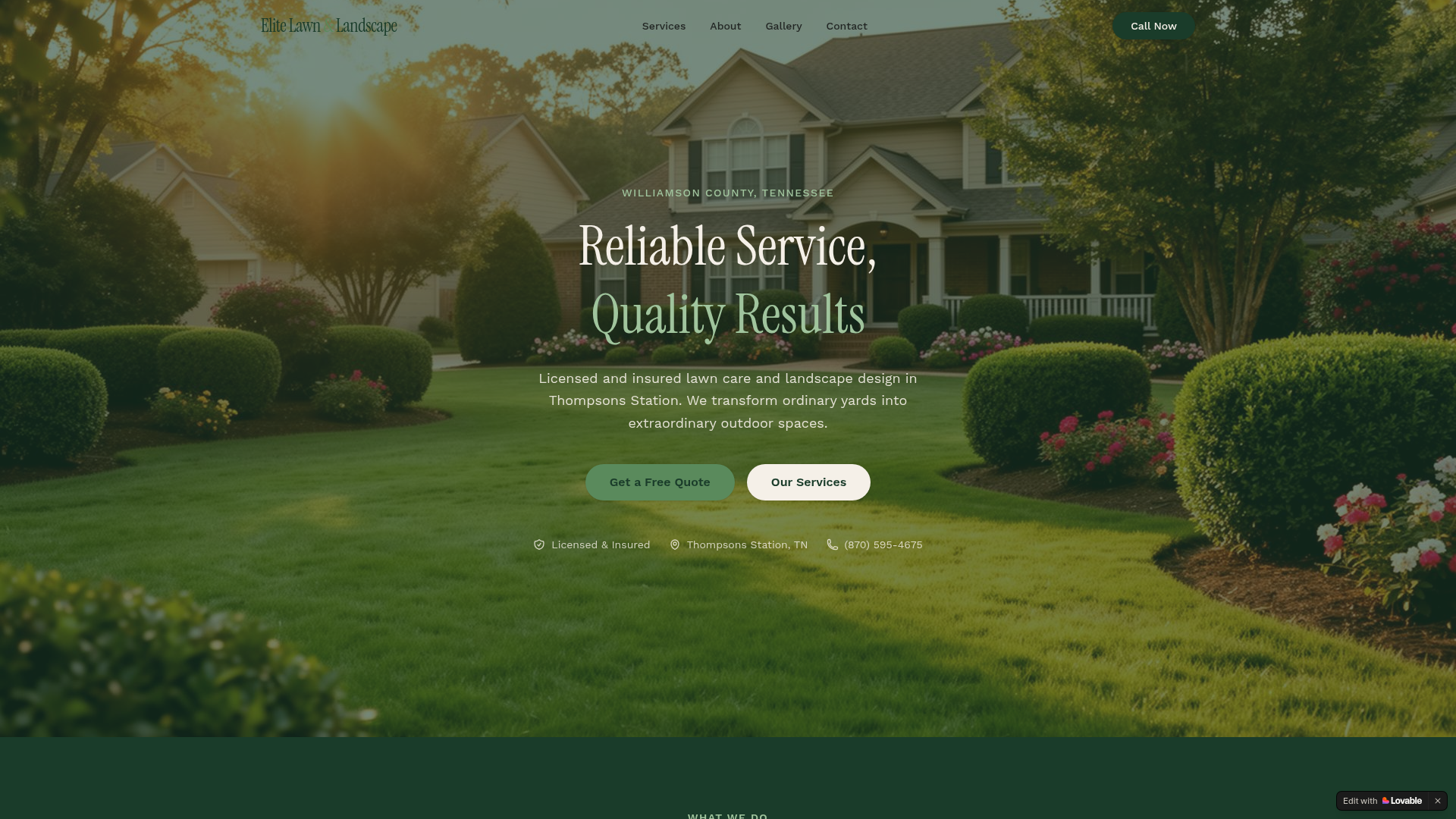 Elite Lawn & Landscape website